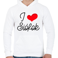 PRINTFASHION I love Siófok 2 - Férfi kapucnis pulóver - Fehér férfi pulóver, kardigán