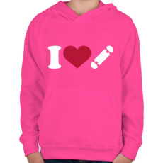 PRINTFASHION I love skate - Gyerek kapucnis pulóver - Fukszia