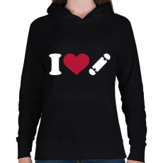 PRINTFASHION I love skate - Női kapucnis pulóver - Fekete