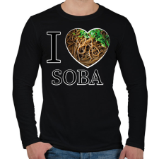 PRINTFASHION I love Soba - Férfi hosszú ujjú póló - Fekete férfi póló
