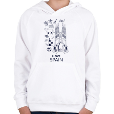 PRINTFASHION I LOVE SPAIN - Gyerek kapucnis pulóver - Fehér gyerek pulóver, kardigán