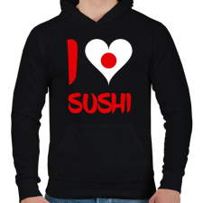PRINTFASHION I love sushi - Férfi kapucnis pulóver - Fekete férfi pulóver, kardigán