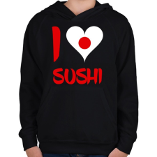 PRINTFASHION I love sushi - Gyerek kapucnis pulóver - Fekete gyerek pulóver, kardigán