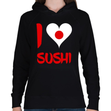 PRINTFASHION I love sushi - Női kapucnis pulóver - Fekete