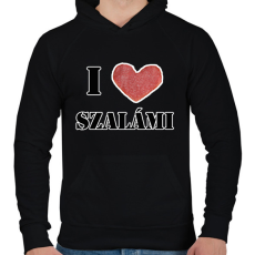 PRINTFASHION I love szalámi - Férfi kapucnis pulóver - Fekete