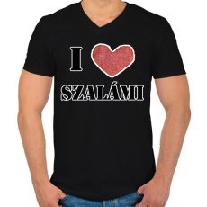 PRINTFASHION I love szalámi - Férfi V-nyakú póló - Fekete