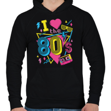 PRINTFASHION I love the 80's - Férfi kapucnis pulóver - Fekete férfi pulóver, kardigán