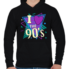 PRINTFASHION I love the 90's - Férfi kapucnis pulóver - Fekete férfi pulóver, kardigán