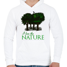 PRINTFASHION i love the nature - Férfi kapucnis pulóver - Fehér férfi pulóver, kardigán