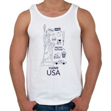 PRINTFASHION I LOVE USA - Férfi atléta - Fehér atléta, trikó