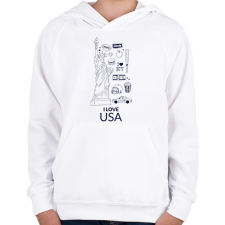 PRINTFASHION I LOVE USA - Gyerek kapucnis pulóver - Fehér gyerek pulóver, kardigán