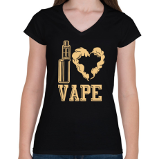 PRINTFASHION I love vape - Női V-nyakú póló - Fekete