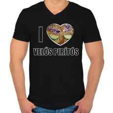 PRINTFASHION I love Velős pirítós - Férfi V-nyakú póló - Fekete