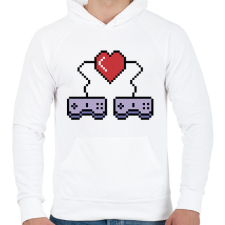 PRINTFASHION I love video games, retro - Férfi kapucnis pulóver - Fehér férfi pulóver, kardigán