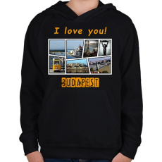 PRINTFASHION i love you budapest - Gyerek kapucnis pulóver - Fekete