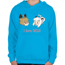 PRINTFASHION I love you - Gyerek kapucnis pulóver - Azúrkék