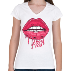 PRINTFASHION I love you - Női V-nyakú póló - Fehér