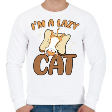 PRINTFASHION I'm a lazy cat - Férfi pulóver - Fehér férfi pulóver, kardigán