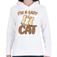 PRINTFASHION I'm a lazy cat - Női kapucnis pulóver - Fehér