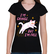 PRINTFASHION I'm cringe... - Női V-nyakú póló - Fekete