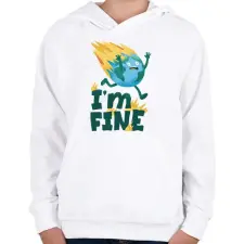PRINTFASHION I'm fine - Gyerek kapucnis pulóver - Fehér gyerek pulóver, kardigán