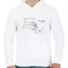 PRINTFASHION I'm free - Diplomás minta - Férfi kapucnis pulóver - Fehér