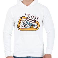 PRINTFASHION I'm free - Túrázós - Férfi kapucnis pulóver - Fehér