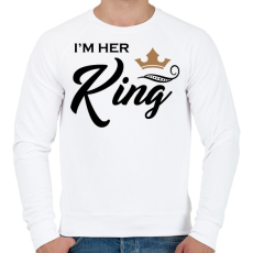 PRINTFASHION I'M HER KING - Férfi pulóver - Fehér