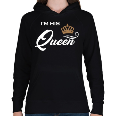 PRINTFASHION I'M HIS QUEEN - Női kapucnis pulóver - Fekete