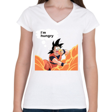 PRINTFASHION I'm hungry - Női V-nyakú póló - Fehér női póló