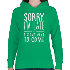 PRINTFASHION I'm late - Női kapucnis pulóver - Zöld női pulóver, kardigán