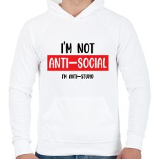 PRINTFASHION I'm not anti-social (black) - Férfi kapucnis pulóver - Fehér