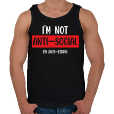PRINTFASHION I'm not anti-social (white) - Férfi atléta - Fekete