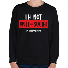 PRINTFASHION I'm not anti-social (white) - Gyerek pulóver - Fekete