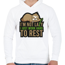 PRINTFASHION I'm not lazy - Férfi kapucnis pulóver - Fehér férfi pulóver, kardigán