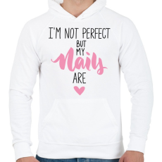 PRINTFASHION I'm not perfect but my nails are - Férfi kapucnis pulóver - Fehér