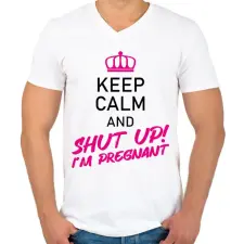 PRINTFASHION I'm pregnant - Férfi V-nyakú póló - Fehér férfi póló