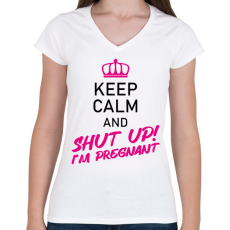 PRINTFASHION I'm pregnant - Női V-nyakú póló - Fehér