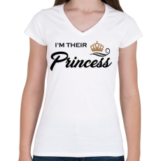 PRINTFASHION I'M THEIR PRINCESS - Női V-nyakú póló - Fehér