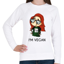 PRINTFASHION I m vegan - Női pulóver - Fehér női pulóver, kardigán