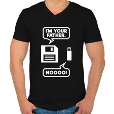 PRINTFASHION I m Your Father Usb - Férfi V-nyakú póló - Fekete férfi póló