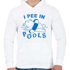 PRINTFASHION I pee in pools - Férfi kapucnis pulóver - Fehér férfi pulóver, kardigán