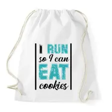 PRINTFASHION I run so I can eat cookies - Sportzsák, Tornazsák - Fehér tornazsák