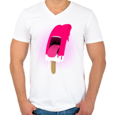 PRINTFASHION I scream - Férfi V-nyakú póló - Fehér