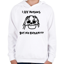 PRINTFASHION I see humans but no humanity - Gyerek kapucnis pulóver - Fehér gyerek pulóver, kardigán