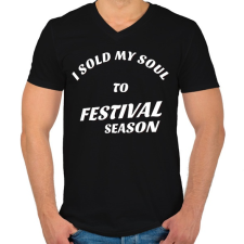 PRINTFASHION I sold my soul to FESTIVAL SEASON - Férfi V-nyakú póló - Fekete férfi póló