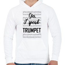 PRINTFASHION I speak trumpet - Férfi kapucnis pulóver - Fehér férfi pulóver, kardigán