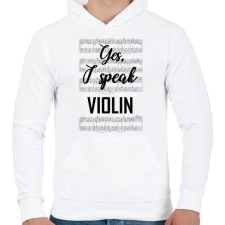 PRINTFASHION I speak violin - Férfi kapucnis pulóver - Fehér férfi pulóver, kardigán