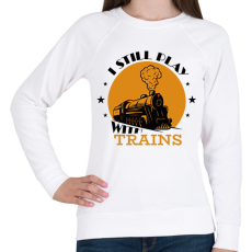 PRINTFASHION I still play with trains - Női pulóver - Fehér