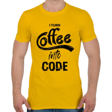 PRINTFASHION I Turn Coffee Into Code - Férfi póló - Sárga férfi póló